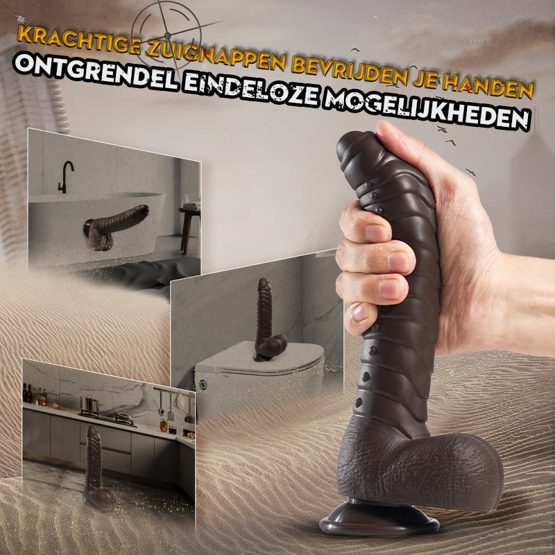 PANGOLIN 3 W 1 Bardziej Realistyczne Dildo 24CM-Brązowy